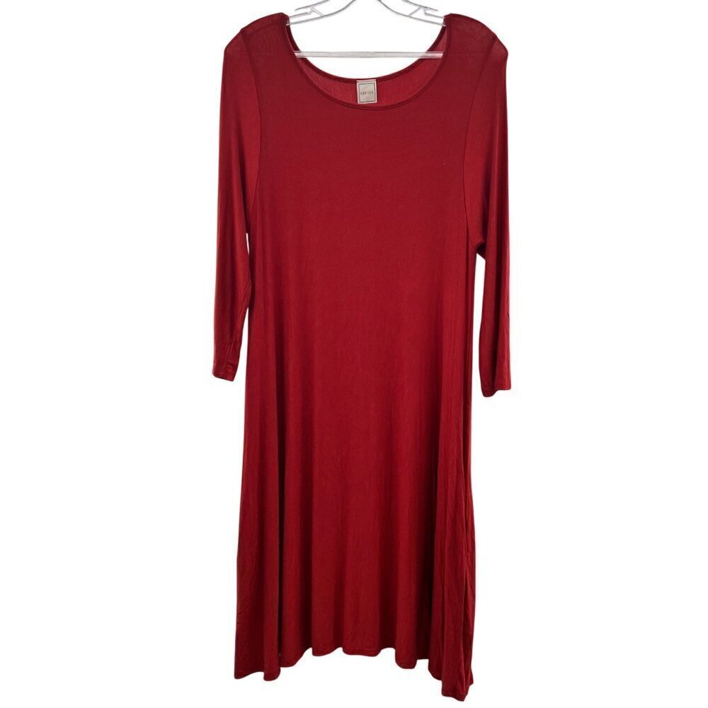 Her She Women's Long Sleeve Shift Dress Burnt Orange Size Large Pockets